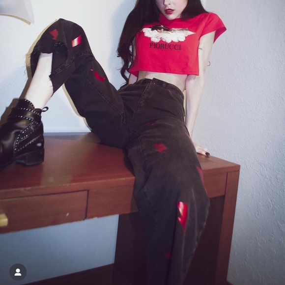 red lightning wide leg jeans from ragged priest - Picture 3 of 5